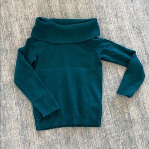 Teal Anthropologie off the shoulder sweater